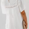 Womens Crewneck Lace Crochet Pom Pom Flowy Short Sleeve Casual Shirts Blouses Tops