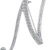 Letter Brooch Pins Initial Rhinestone Brooch for Women Crafts Silvery A-Z