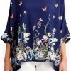 Women Chiffon Blouse Floral Batwing Sleeve Beach Cover Loose Tunic Shirt Tops