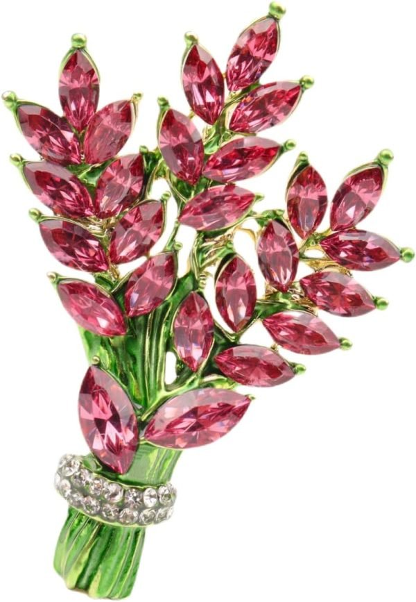 Lavender flower brooch crystal rhinestone tulip brooch elegant accessories jewelry women brooches and pins fashion jewelry wedding flowers lapel pin