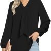 Women's Fall Long Sleeve Chiffon Blouse Winter V-Neck Tunic Tops Business Shirt