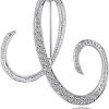 Letter Brooch Pins Initial Rhinestone Brooch for Women Crafts Silvery A-Z