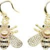 Honey Bee Brooches Crystal Insect Themed Bee Brooch Animal Fashion Shell Pearl Brooch Pin Gold Tone