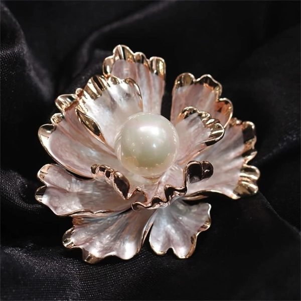 Peony Flower Brooch Vintage Pearl Brooch Lady Oil Drip Alloy Corsage Elegant Bezel Flower Pearl Brooch Banquet Wedding Exquisite Jewelry Gift Suitable for Female Friends