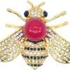 Honey Bee Brooches Crystal Insect Themed Bee Brooch Animal Fashion Shell Pearl Brooch Pin Gold Tone