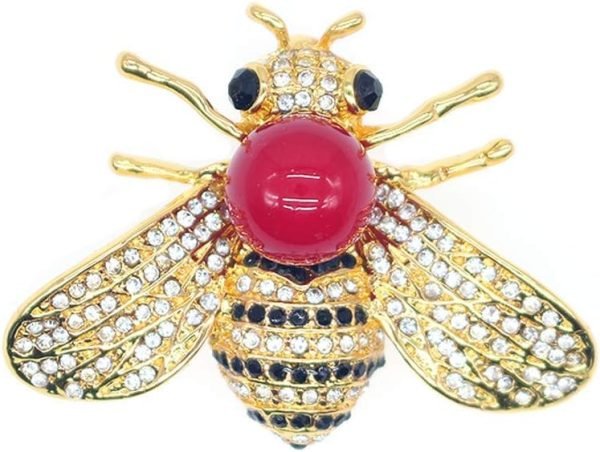 Honey Bee Brooches Crystal Insect Themed Bee Brooch Animal Fashion Shell Pearl Brooch Pin Gold Tone