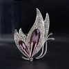 Vintage Rhinestone Crystal Inlaid Butterfly Brooch Women Girls Party Elegant Insect Enamel Pins(Purple)