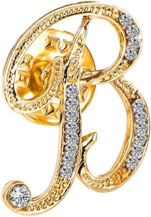 Initial Letter Brooch Pin Small Lapel Pin Tie Tack Name Personalized Gifts for Women Men Gold A-Z