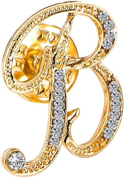 Initial Letter Brooch Pin Small Lapel Pin Tie Tack Name Personalized Gifts for Women Men Gold A-Z