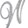 Letter Brooch Pins Initial Rhinestone Brooch for Women Crafts Silvery A-Z