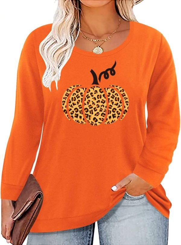 Plus Size T Shirt for Women Long Sleeve Raglan Tops Tee Shirts Color Block Top Leopard Plaid Print XL-5XL 14W-28W