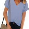Women V Neck Chiffon Blouse Short Sleeve Summer Casual Loose Shirt Tops