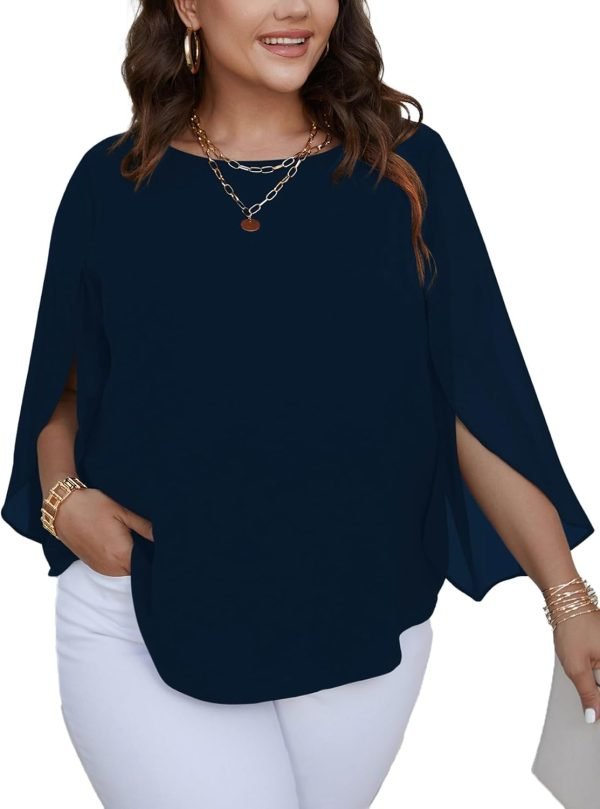 61jWhaBcN9L._AC_SL1500 Women Summer Batwing Sleeve Chiffon Tunic Tops Dressy Scoop Neck Casual Loose Flowy Shirts