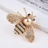 Honey Bee Brooches Crystal Insect Themed Bee Brooch Animal Fashion Shell Pearl Brooch Pin Gold Tone