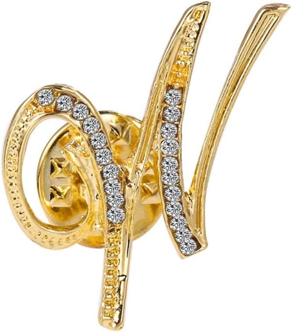 Initial Letter Brooch Pin Small Lapel Pin Tie Tack Name Personalized Gifts for Women Men Gold A-Z