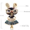 Rhinestone Lady Rabbit Brooch Pin for Women Girls Fashion Crystal Bunny Animal Brooches Lapel Pins Dainty Cute Christmas Graduation Honors Day Easter Jewelry Gift for Daughter Teacher Students