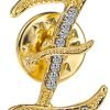 Initial Letter Brooch Pin Small Lapel Pin Tie Tack Name Personalized Gifts for Women Men Gold A-Z