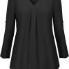 U.Vomade Women's 3/4 Cuffed Sleeve Chiffon V Neck Casual Shirts for Women S-XL