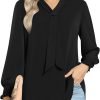 Women's Fall Long Sleeve Chiffon Blouse Winter V-Neck Tunic Tops Business Shirt