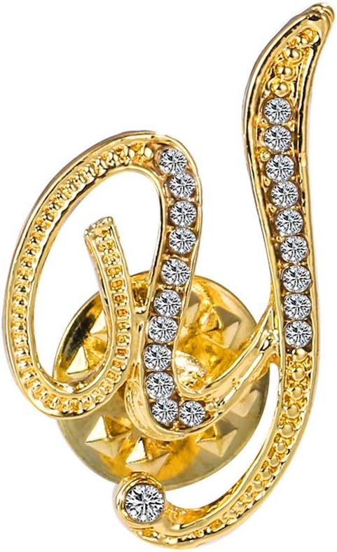Initial Letter Brooch Pin Small Lapel Pin Tie Tack Name Personalized Gifts for Women Men Gold A-Z
