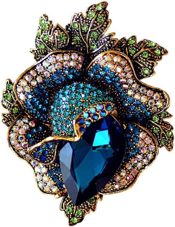 Rose Crystal Flower Brooch Vintage Palace Style Rhinestone Lapel Pin Wedding Bride Large Brooches For Woman Jewelry Clothing Decoration Christmas Gift