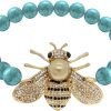 Honey Bee Brooches Crystal Insect Themed Bee Brooch Animal Fashion Shell Pearl Brooch Pin Gold Tone