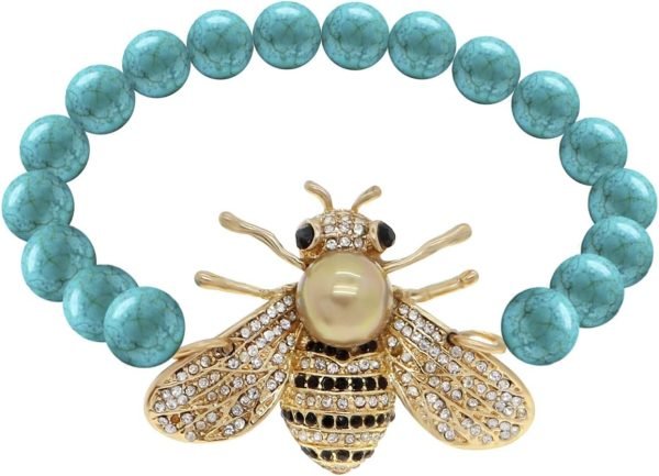 Honey Bee Brooches Crystal Insect Themed Bee Brooch Animal Fashion Shell Pearl Brooch Pin Gold Tone