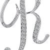 Letter Brooch Pins Initial Rhinestone Brooch for Women Crafts Silvery A-Z