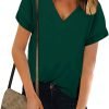 Women V Neck Chiffon Blouse Short Sleeve Summer Casual Loose Shirt Tops