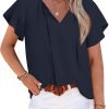 Womens 2024 Summer Tunic Tops Casual Short Sleeve Blouses V Neck Dressy Chiffon Boho Tshirts