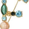 Crystal Pearl Initial Brooch Gold Plated Enamel Colorful Letter Alphabet Breastpin Pin for GIFTS