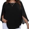 61scDlXotuL._AC_SL1500 Women Summer Batwing Sleeve Chiffon Tunic Tops Dressy Scoop Neck Casual Loose Flowy Shirts