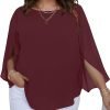 61uN2ZJbHZL._AC_SL1500 Women Summer Batwing Sleeve Chiffon Tunic Tops Dressy Scoop Neck Casual Loose Flowy Shirts