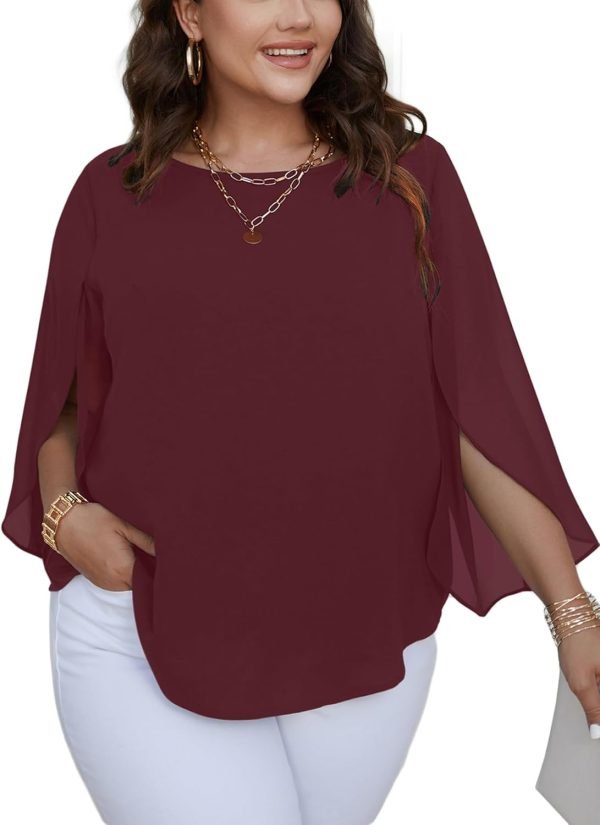 61uN2ZJbHZL._AC_SL1500 Women Summer Batwing Sleeve Chiffon Tunic Tops Dressy Scoop Neck Casual Loose Flowy Shirts