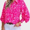 61uQgfZypIL._AC Women's Casual V Neck Allover Floral Print Long Sleeve Chiffon Button Down Blouses Bohemian Top Shirts