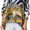 Women Chiffon Blouse Floral Batwing Sleeve Beach Cover Loose Tunic Shirt Tops