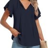 Womens 2024 Summer Tunic Tops Casual Short Sleeve Blouses V Neck Dressy Chiffon Boho Tshirts