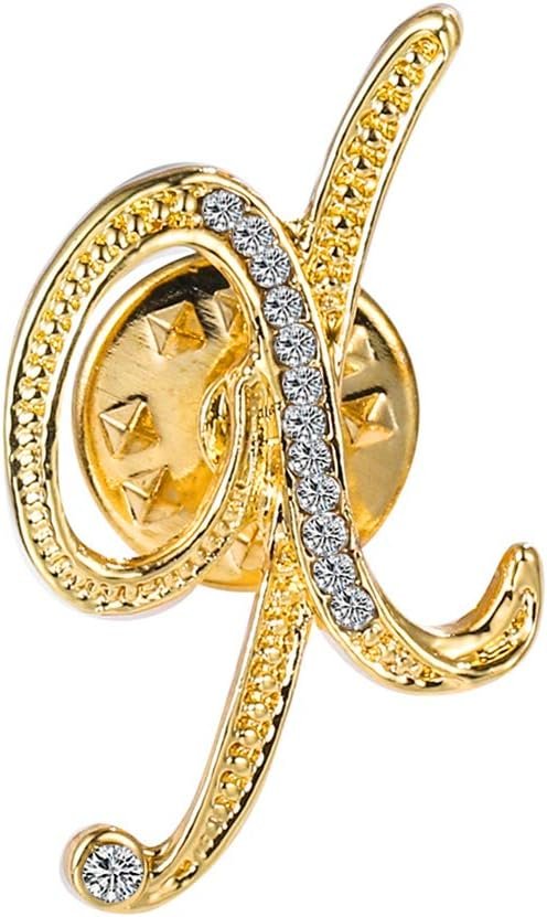 Initial Letter Brooch Pin Small Lapel Pin Tie Tack Name Personalized Gifts for Women Men Gold A-Z