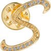 Initial Letter Brooch Pin Small Lapel Pin Tie Tack Name Personalized Gifts for Women Men Gold A-Z