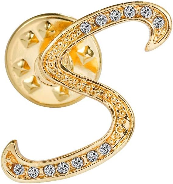 Initial Letter Brooch Pin Small Lapel Pin Tie Tack Name Personalized Gifts for Women Men Gold A-Z