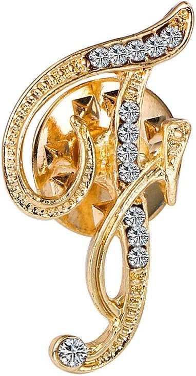 Initial Letter Brooch Pin Small Lapel Pin Tie Tack Name Personalized Gifts for Women Men Gold A-Z