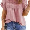 71-lbgmj7XL._AC_SL1500 Women Plus Size Tops Crewneck Short Sleeve Lace Crochet Loose Casual Summer Blouses Shirts(1X-5X)