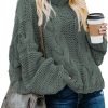 Womens 2024 Winter Fall Solid Turtleneck High Neck Balloon Long Sleeve Sweaters Pullover Outerwear