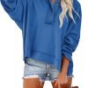 Hoodies for Women 2024 Fashion Fall V Neck Button Down Long Sleeve Hooded Sweatshirts Tops