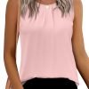 Women's Sleeveless Chiffon Tank Top Double Layers Keyhole Back Blouse Tunic S-XXL