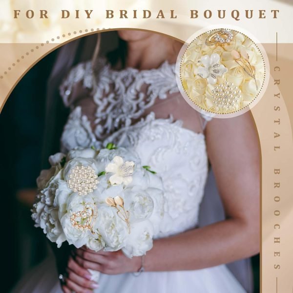 4Pcs Women's Brooch Pin Lapel Heart Brooch Simulated Crystal Pearl Rhinestone Flower Brooches for Women Bridal Wedding