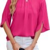 712UR0UgjsL._AC_SL1500 Women's Chiffon Blouse 3/4 Sleeve Crew Neck Loose Tops Casual Blouses Shirt