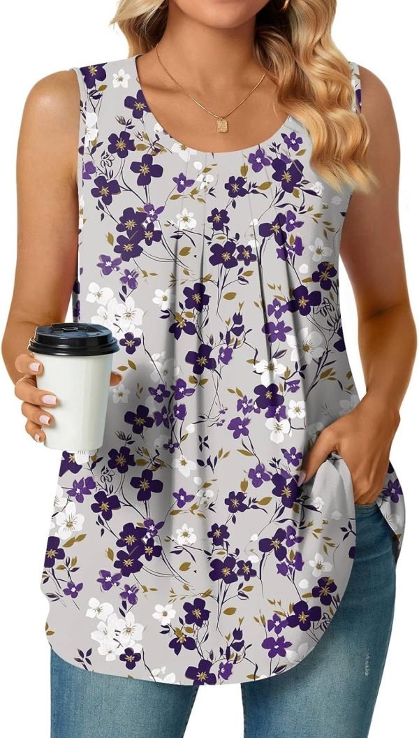 Women's Dressy Chiffon Blouses Crew Neck Sleeveless Tunic Tops Office Cute Work Shirts 2024 Summer Casual Tank Tops