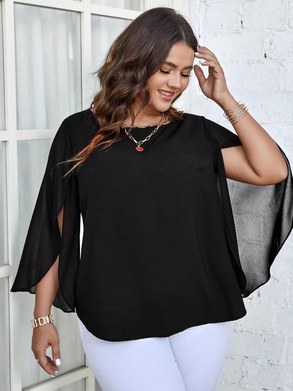 715FlWAUDWL._AC_SL1500 Women Summer Batwing Sleeve Chiffon Tunic Tops Dressy Scoop Neck Casual Loose Flowy Shirts