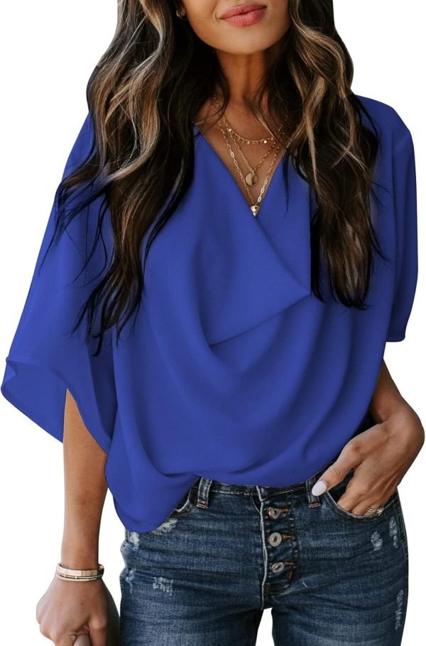 715LtGHKxsL._AC_SL1500 Womens Blouses and Tops Short Sleeve Chiffon Shirts and Tops